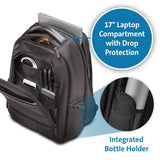 Kensington K60381EU - Mochila Contour 2.0 Pro para Portátiles 17", Diseño Ergonómico, Protección RFID, Compartimento Antirrobo, Resistente al Agua, Apta para Controles TSA, Correas Acolchadas, Negro