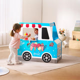 VEVOR Carrito de Helados para Niños, Juego de Madera de Más de 20 Piezas, con Volante y Pizarra, Escáner de Pago y Congelador, Grifo y Fregadero, para Niños de 3 a 7 Años, 1000 x 614 x 955 mm