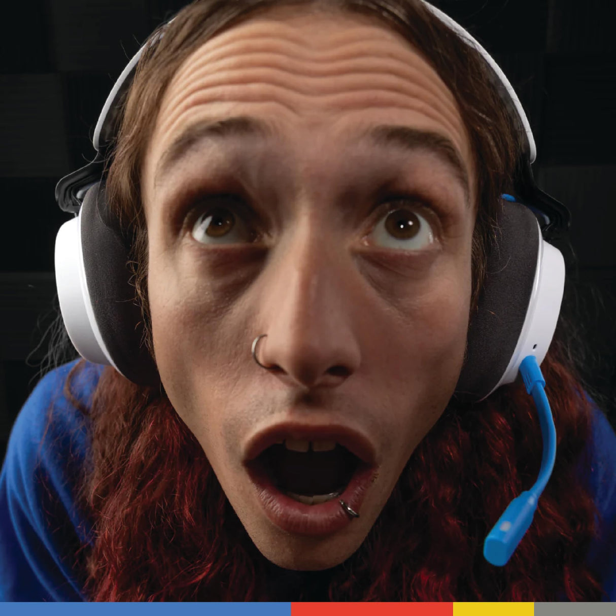 Skullcandy SLYR Pro Cascos de Gaming Over-Ear Inalámbricos Multiplataforma con Transmisor USB-A de Latencia Muy Baja, Compatibles con Playstation o Xbox, PC, Nintendo Switch - White/Blue
