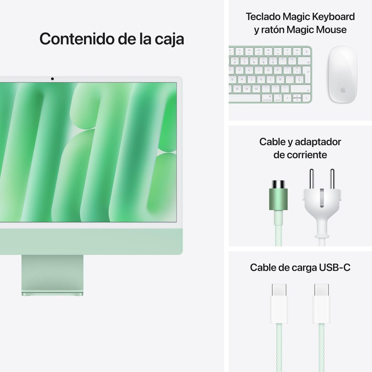 Apple iMac Ordenador de Mesa Todo en uno con Chip M4, CPU y GPU de 10 núcleos: diseñado para Apple Intelligence, Pantalla Retina de 24″, 16 GB de Memoria unificada, SSD de 256 GB - Verde