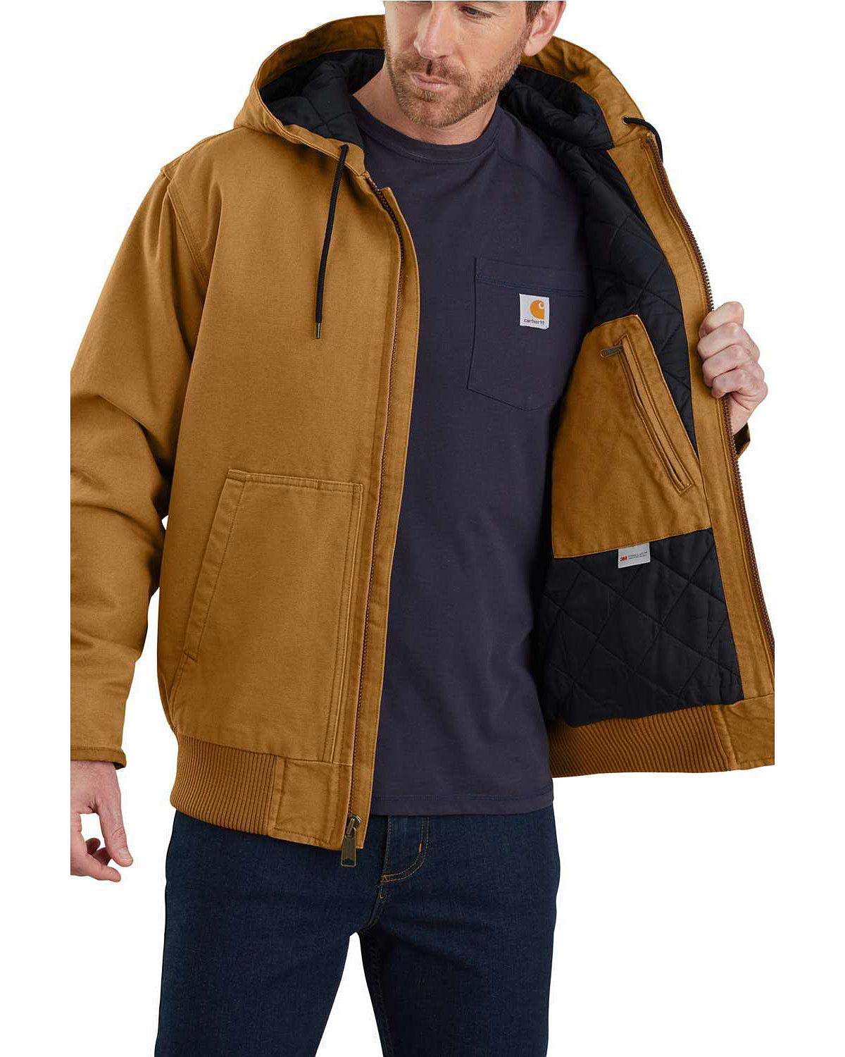 Carhartt, Hombre, Chaqueta De Estilo Deportivo, Aislada, En Algodón De Lona Con Efecto Desgastado, Ajuste Holgado, Marrón Carhartt®, M