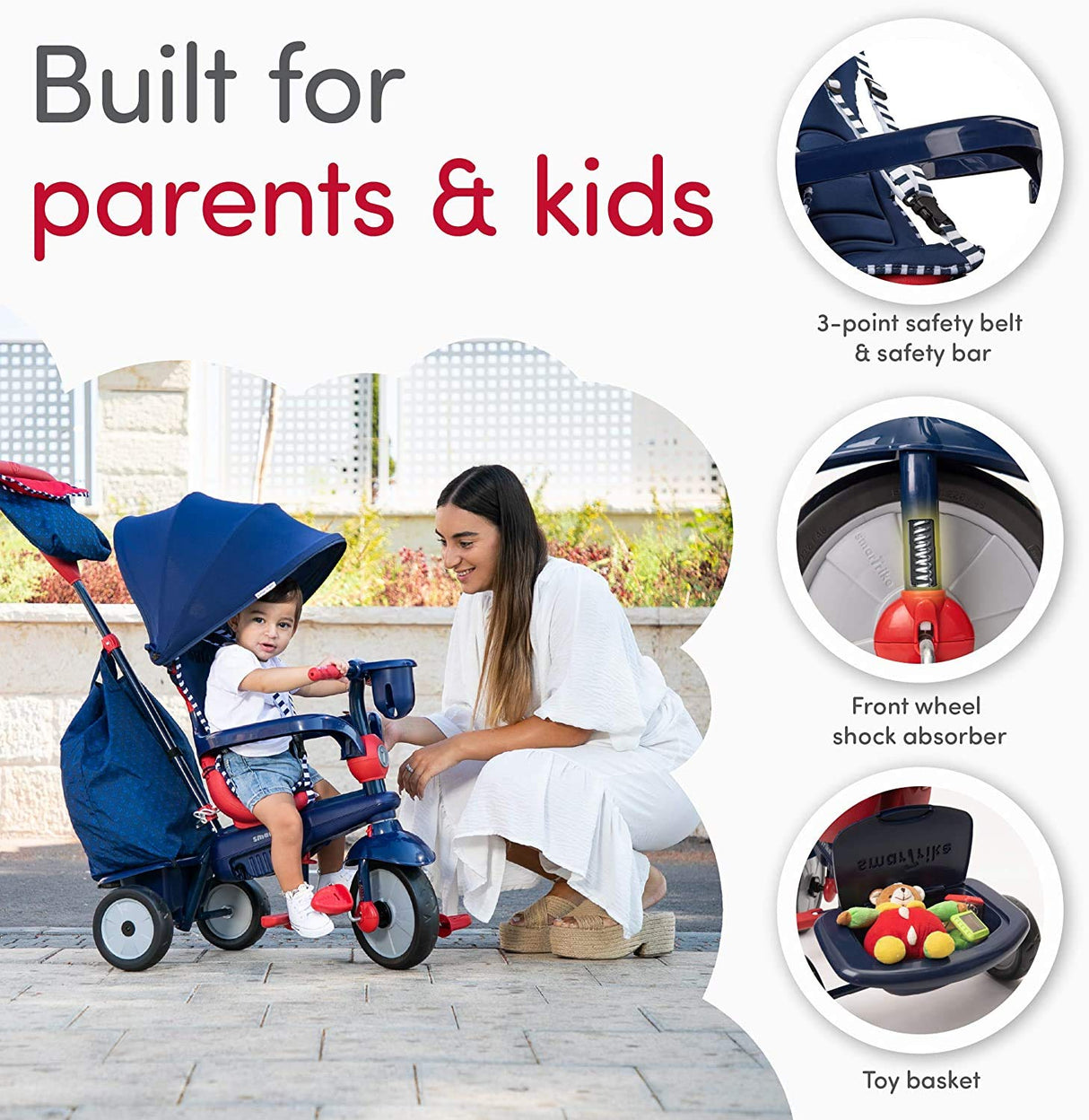 smarTrike Swirl Triciclo de bebé 4 en 1, Rojo Marino