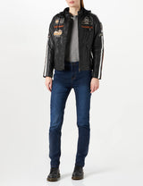 URBAN 5884 Chaqueta Moto Mujer de Cuero Leather '58 LADIES', Cazadora Moto de Piel de Cordero, Armadura Removible para Espalda, Hombros y Codos Aprobada por la CE, Negro, 2XL (UR-156)