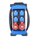 as - Schwabe 60963 - Distribuidor de corriente portátil (enchufe CEE 13 + 4 tomas schuko + 2 enchufes CEE + FI/RCD, IP44, fabricado en la UE I 60963)