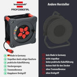 Brennenstuhl Carrete de cable profesional KA 3100 5 IP44 (cable H07RN-F 3G1,5 de 33 m en negro, 5 tomas de seguridad, uso en obra y exterior permanente, fabricado en Alemania)