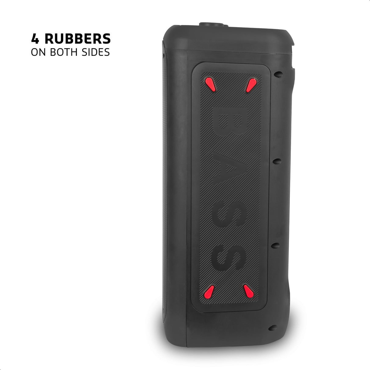 Ibiza - COLUMBA700 - Potente altavoz Bluetooth para karaoke con LED, TWS, USB-C, prioridad de micrófono - 2 entradas de micrófono, grabación, efectos de luz - USB, MicroSD - Negro
