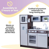 KidKraft Cocina de Juguete de Madera Uptown Espresso para niños con Accesorios incluidos, Teléfono de Juguete y Set Utensilios de Cocinita Infantil, Juguetes niños 3+ años (53260)