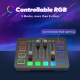 FIFINE XLR Streaming Micrófono Dinámico de Podcast, Mezclador de Audio, RGB Streaming Gaming Audio Mixer PC con Interfaz de XLR (AM8 + SC3)