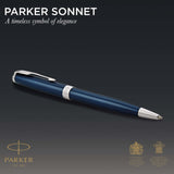 Parker Sonnet bolígrafo | lacado en azul con adorno acabado en paladio | punta media | en estuche de regalo