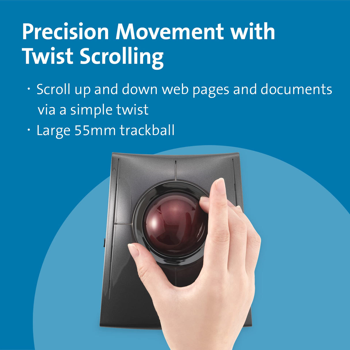 Kensington K72080WW - Trackball SlimBlade Pro, Ratón Ergonómico Inalámbrico con Bluetooth/Cable/Dongle, Recargable por USB con Duración de 4 Meses, Windows y macOS, Ambidiestros, Seguimiento Óptico
