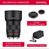 Samyang SA3501 - Tele-Objetivo Medio CSC 85 mm F1.8 para Sensor APS-C Canon M