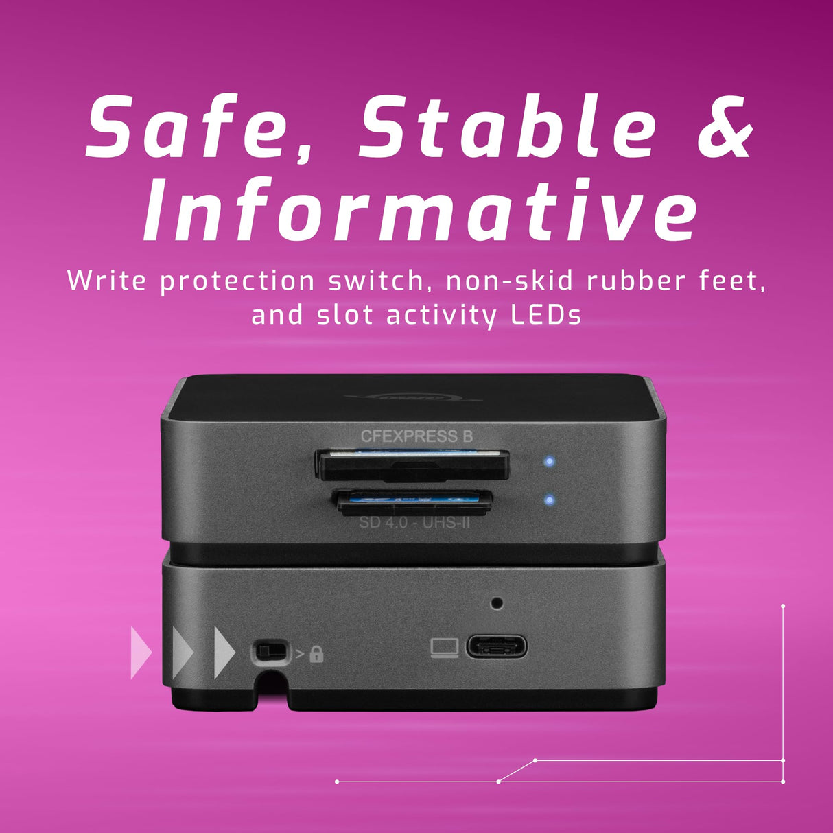 OWC Atlas Dual CFexpress + Lector de Tarjetas SD, USB-C Doble Ranura CFexpress Tipo B y SDXC UHS-II Lector de Tarjetas (OWCTCCFXBSDRDR)