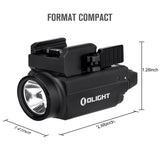 OLIGHT Baldr S Linterna Táctica 800Lm 130M 3 Modos con Luz Verde y Blanca Doble Interruptor Trasero Perfecta para Picatinny Rail y GLOCK Caza Defensa Utilizada (luz Blanca + luz Verde, Nergo)