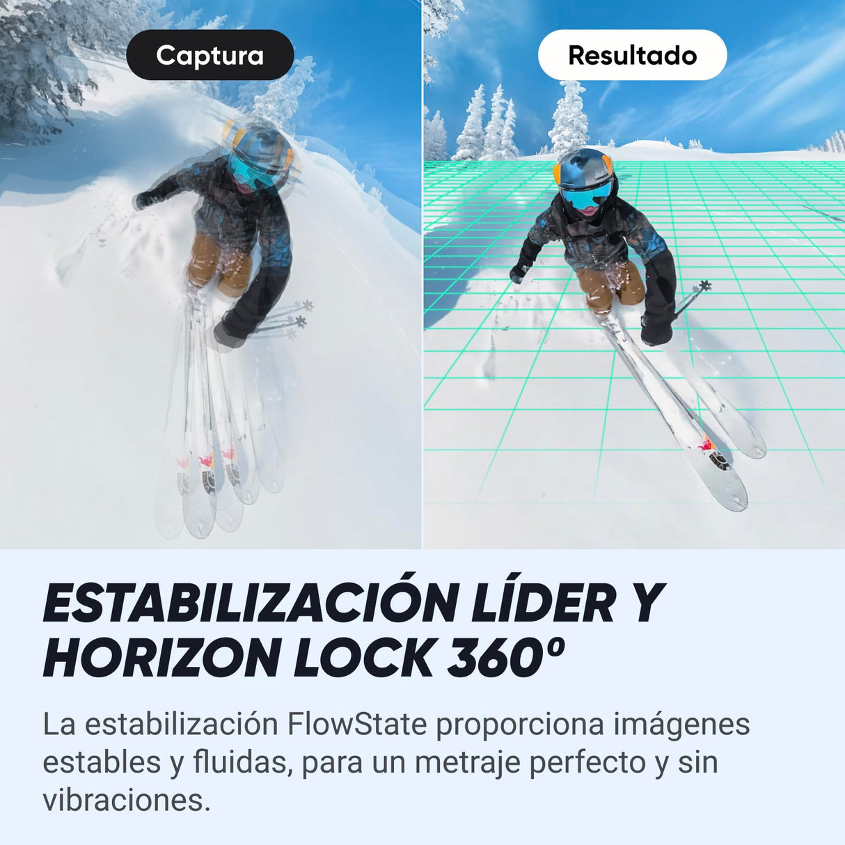 Insta360 X4 Paquete de Esquí - Cámara de acción Impermeable 8K 360, Vídeo 4K Gran Angular, Efecto Selfie Stick Invisible, Protectores de Lente Extraíbles, 135 Min Batería, Edición IA