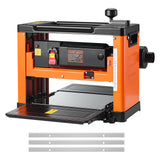 VEVOR Cepilladora Eléctrica de 3 Cuchillas, Mesa de Trabajo de 33 cm de Ancho, 2000 W 23500 RPM Moto Potente, Rodillo Doble, Protección Contra Sobrecargas, Sola Velocidad, para Madera Dura/Blanda