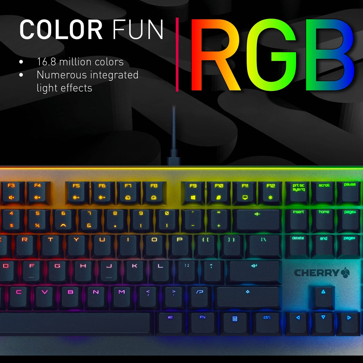 CHERRY MV 3.0, Teclado Gaming Mecánico con Iluminación RGB, Distribución de Teclado Alemán (QWERTZ), Diseño de Aluminio Brillante, Switches CHERRY MV (VIOLA), Negro