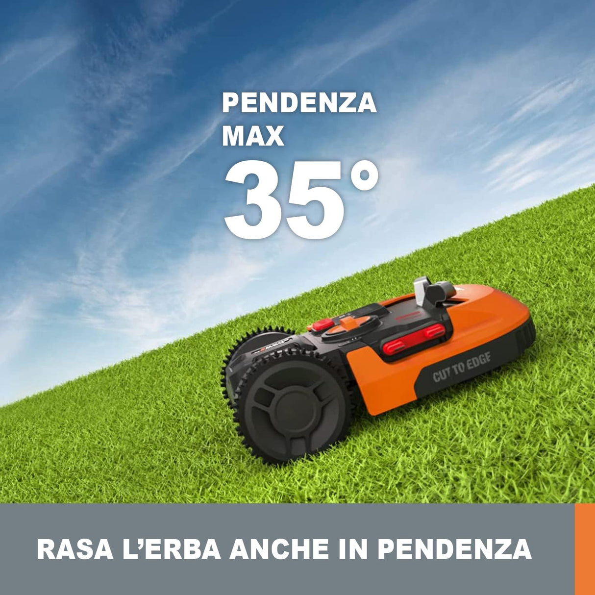 WORX WR169E Robot cortacésped con Cable delimitador de hasta 300 m², Navegación AIA, Control de Aplicaciones, Wi-Fi, Naranja-Negro