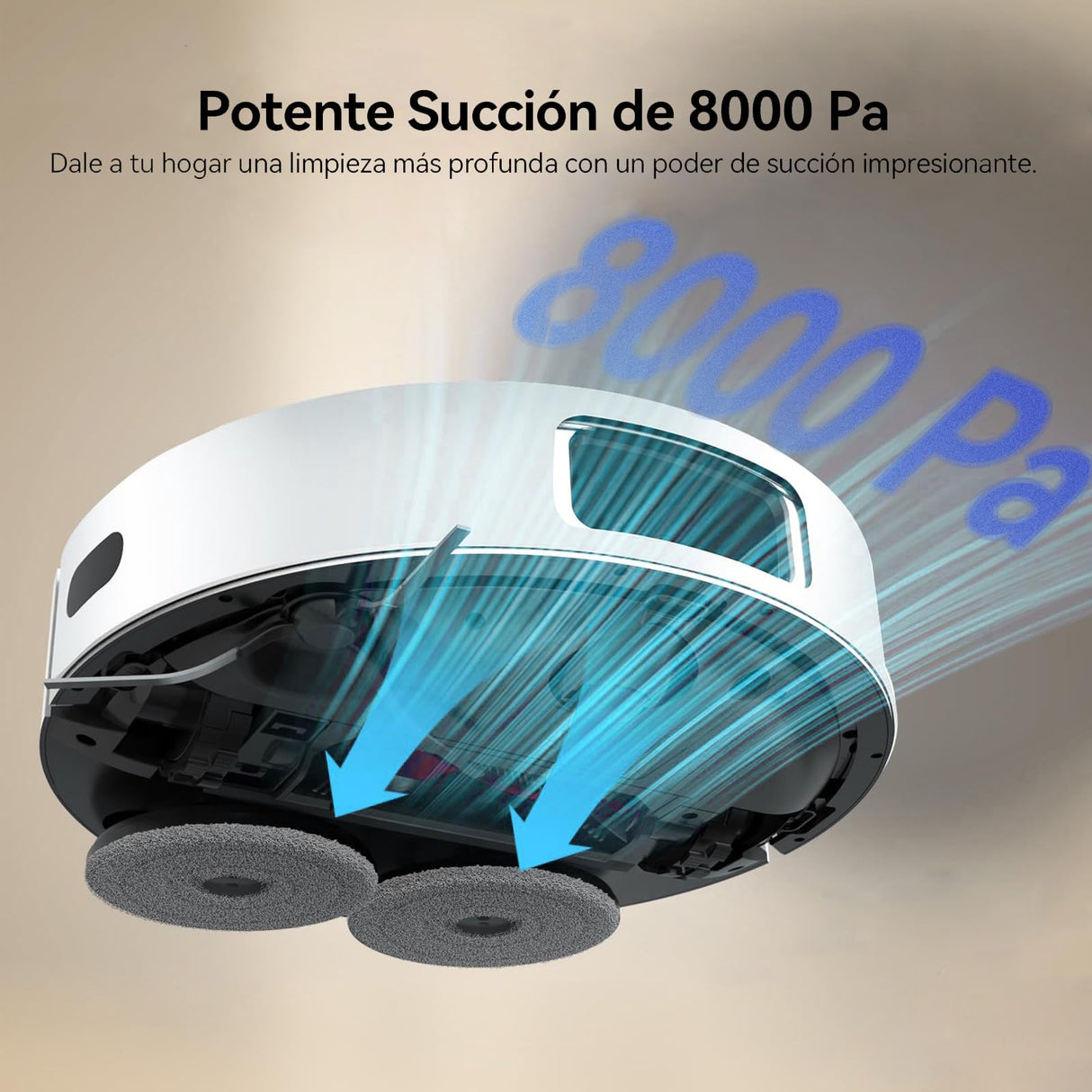 JONR T5 Pro Robot Aspirador y Fregasuelos, 8000Pa Aspirador Robot con Mopa Extensible, Lavado Automático de Mopa y Secado con Aire Caliente, Mopas Dobles