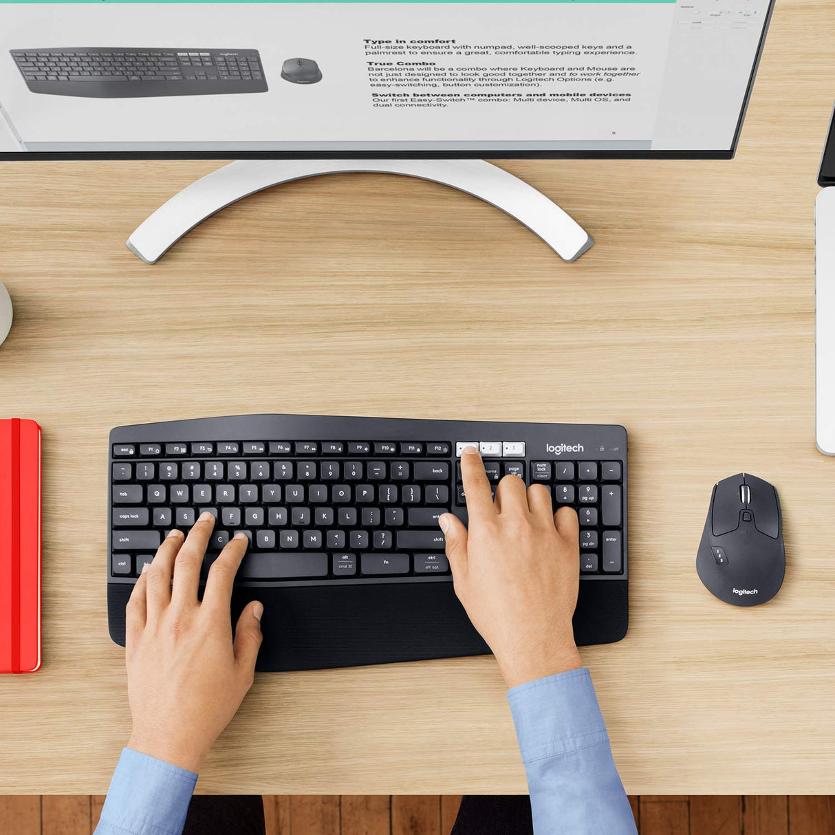 Logitech mk850 Perfomance Bluetooth Negro – Teclados (Bluetooth, Universal, Inalámbrico, PC/Server, Estándar, Curvado)