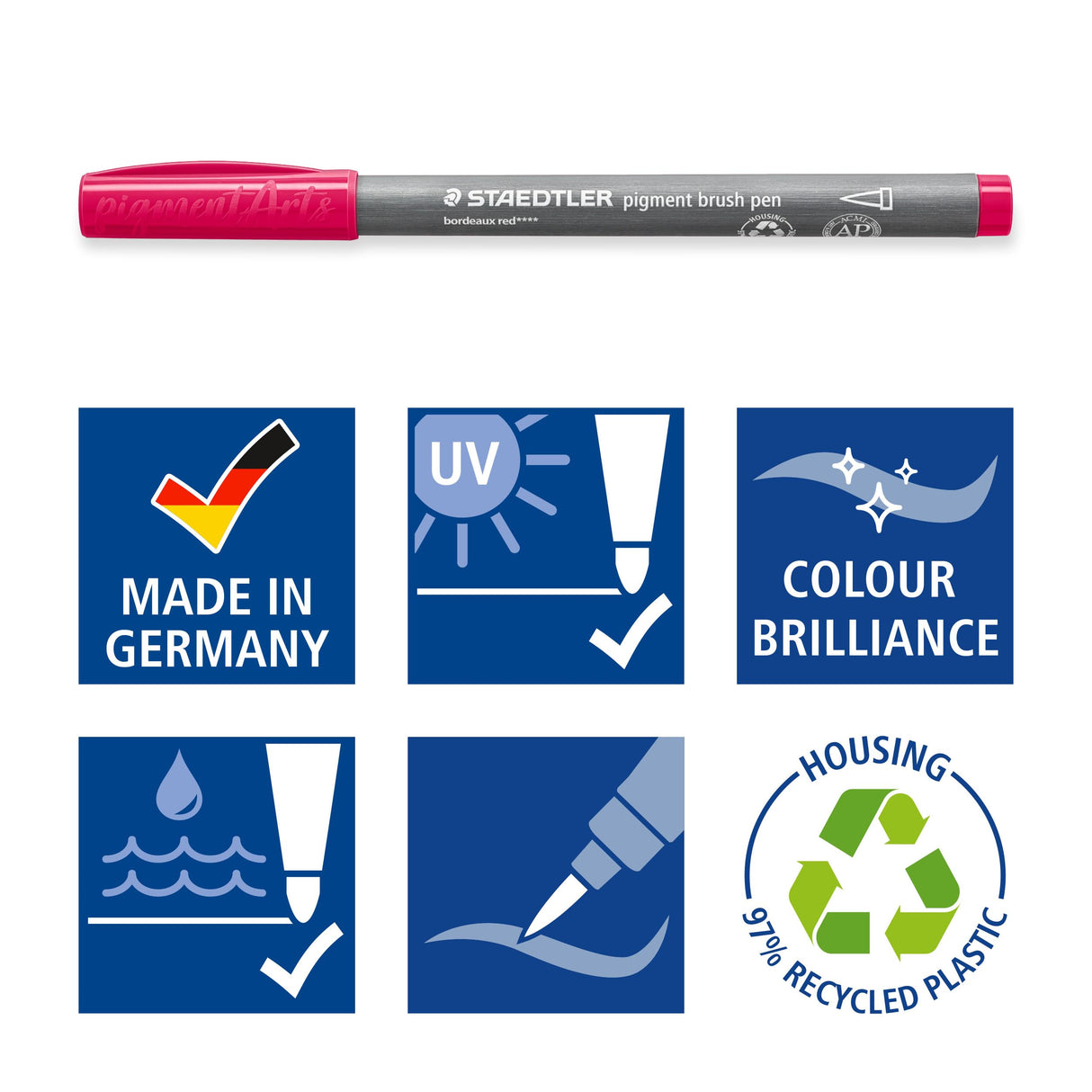 STAEDTLER Brush pen pigment Arts, tinta de dibujo premium, punta de pincel para ancho de línea variable, impermeable, secado rápido, 60 rotuladores en colores surtidos en estuche de cartón, 371 C60
