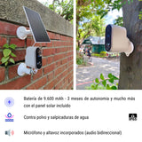 Konyks Camini Air 2 Solar - Cámara de vigilancia al Aire Libre inalámbrica WiFi con Panel Solar, notificaciones detección de Movimiento, visión Nocturna en Color, función de iluminación y Sirena