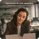 Jabra Evolve3 85 Auriculares Over-Ear Bluetooth Inalámbricos con Micrófono y Base Carga para Trabajo, USB-A, IA Llamadas, ANC Adaptativa, 25h Batería, MS Teams Certificado, Negro