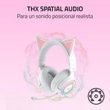 Razer Kraken Kitty V3 Pro - Auriculares inalámbricos RGB Kitty para Juegos - Orejas de Gato reactivas para Streaming - Diafragma 40mm - Hyperspeed Wireless y Bluetooth - THX Spatial Audio | Blanco