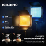 NEEWER 2 Pack 660 Pro RGB PANEL LED Video Luz con App Control Soporte Kit 360° Full Color 50W Dimmable Bicolor 3200K~5600K Video Iluminación CRI 97+ para Gaming/Streaming/Zoom/Youtube/Webex/Fotografía