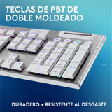 Logitech G G915 X LIGHTSPEED Teclado para gaming inalámbrico de perfil bajo, teclas de PBT de doble moldeado, elegante acabado en aluminio, interruptores táctiles marrones GL,PC/Mac,QWERTY US - Blanco