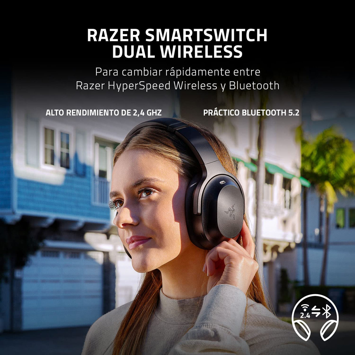 Razer Barracuda Pro - Auriculares inalámbricos para juegos con ANC híbrido (Amplificador Audio Acromático THX, SmartSwitch Dual Wireless, Controladores TriForce 50mm) Negro