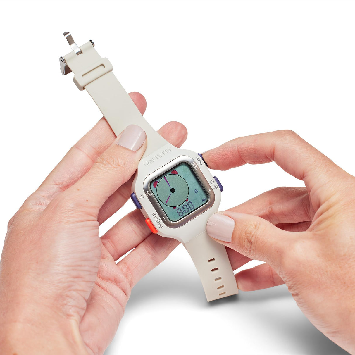 TIME TIMER Reloj — Analógico y Digital Visual de 12 Horas o 24 Horas — para el Aprendizaje de los niños, la Toma de exámenes y el Seguimiento del Entrenamiento (Blanco Ártico, Pequeño)