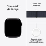 Apple Watch Series 10 GPS Smartwatch con Caja de Aluminio Negro Brillante de 42 mm y Correa Loop Deportiva Tinta - Talla única. Monitor de entreno, Pantalla Retina Siempre Activa y Neutro en Carbono