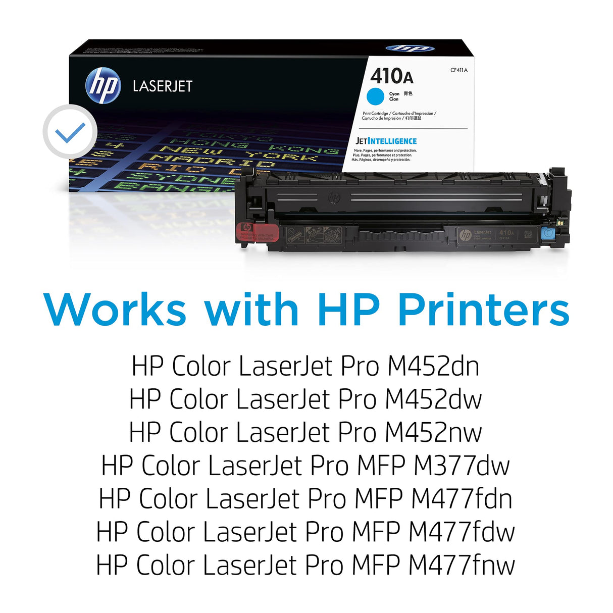 HP 410A CF411A, Cian, Cartucho Tóner Original, de 2.300 páginas, para impresoras HP Color LaserJet Pro serie M452 y M477