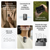 DJI Mic 2 (2 TX + 1 RX + Estuche de carga), todo en uno, micrófono inalámbrico, cancelación de ruido inteligente, grabación interna flotante de 32 bits, micrófono para iPhone y Android