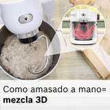 Bosch - Robot de Cocina, Serie 6, 1600W, Amasado Planetario 3D, Set de Pastelería, Triturador, Batidora de vaso ThermoSafe, Blanco, MUMS6EW22