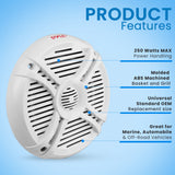 Pyle PLMRX67 Blanco altavoz - Altavoces (2.0 canales, Alámbrico, Terminal, 65 - 20000 Hz, 4 Ω, Blanco)