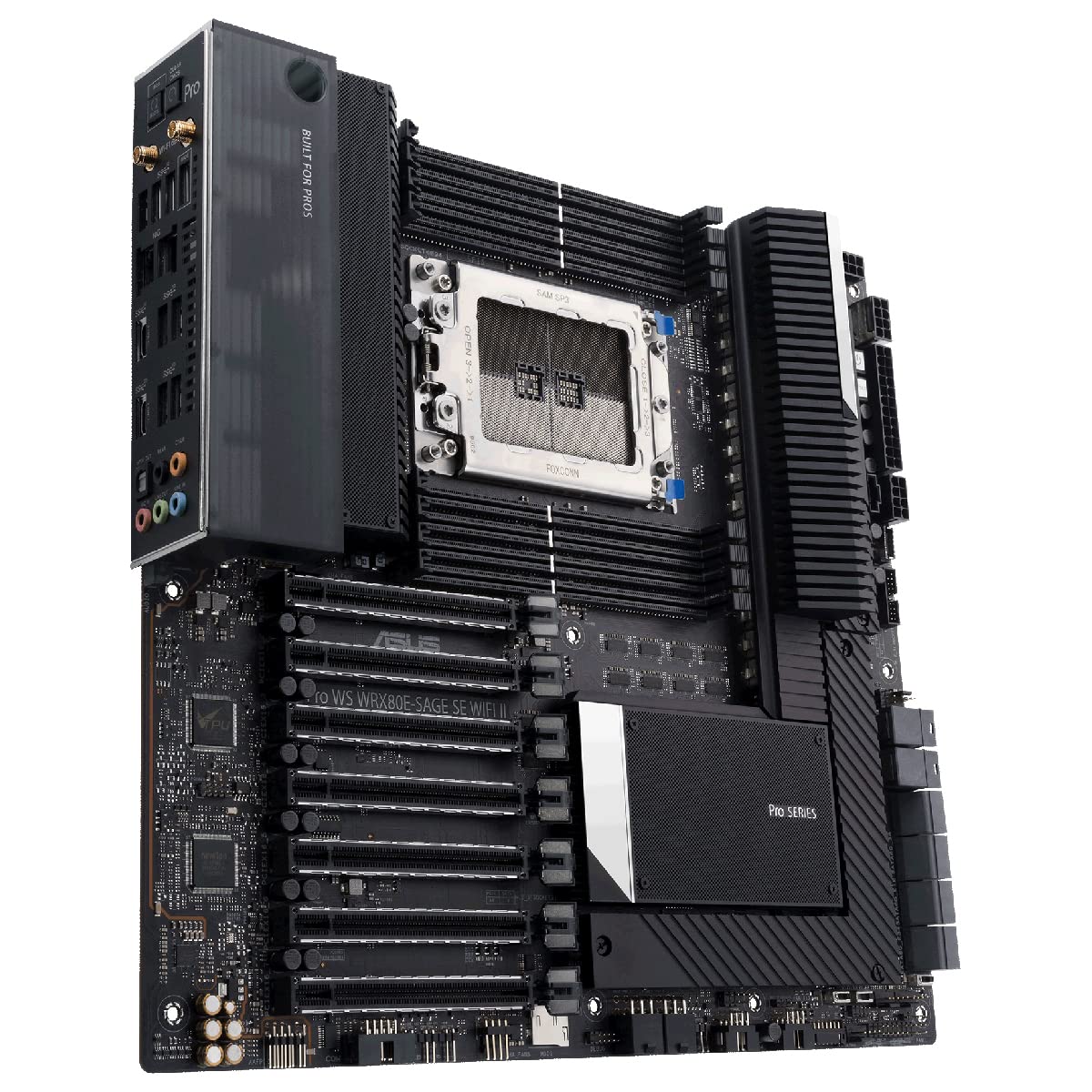 Asus Pro WS WRX80E-SAGE SE WiFi II - Placa Base Workstation AMD sWRX8 Ryzen Threadripper Pro E-ATX (VRM de 16 Fases, Intel Dual LAN10G, USB 3.2 Gen 2x2, 7X PCIe 4.0, 3X M.2 PCIe4.0 y ASMB9-iKVM)