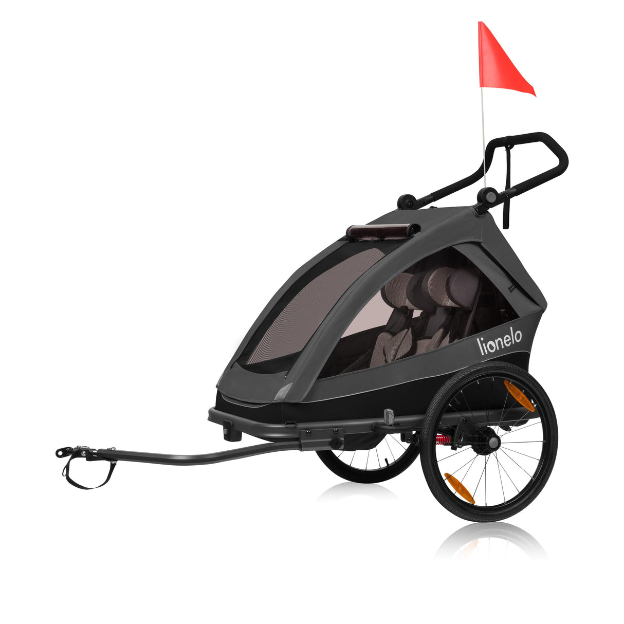 LIONELO Cama Remolque Infantil 2 en 1 para Bicicleta con función de Cochecito para 1 o 2 niños de 6 Meses a 6 años, Peso 2 x 22 kg, suspensión, Ruedas Grandes, Capota Impermeable