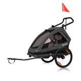 LIONELO Cama Remolque Infantil 2 en 1 para Bicicleta con función de Cochecito para 1 o 2 niños de 6 Meses a 6 años, Peso 2 x 22 kg, suspensión, Ruedas Grandes, Capota Impermeable