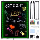 VEVOR Tablero de Escritura de Mensajes LED, Pizarra Iluminada Borrable de 598 x 798 x 9 mm, Tablero de Letrero de Menú con Efecto Neón, con 8 Marcadores de Tiza Fluorescentes y Control Remoto, RGB