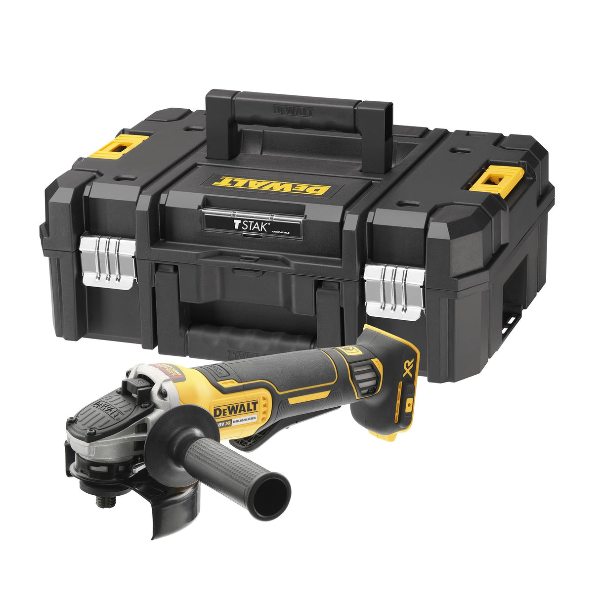 DEWALT Amoladora angular sin escobillas de 125 mm con interruptor tipo paleta de 18V XR - Solo herramienta en TSTAK, DCG406NT-XJ