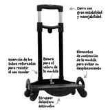 Minecraft Mochila Escolar Hostile Behaviour - Doble Compartimento Adaptable + Carro Negro TOYBAGS con Proteccion Lateral Y STOPER Frontal Anti CAIDA 4 Ruedas giratorias - 44 X 30 X 20 CM