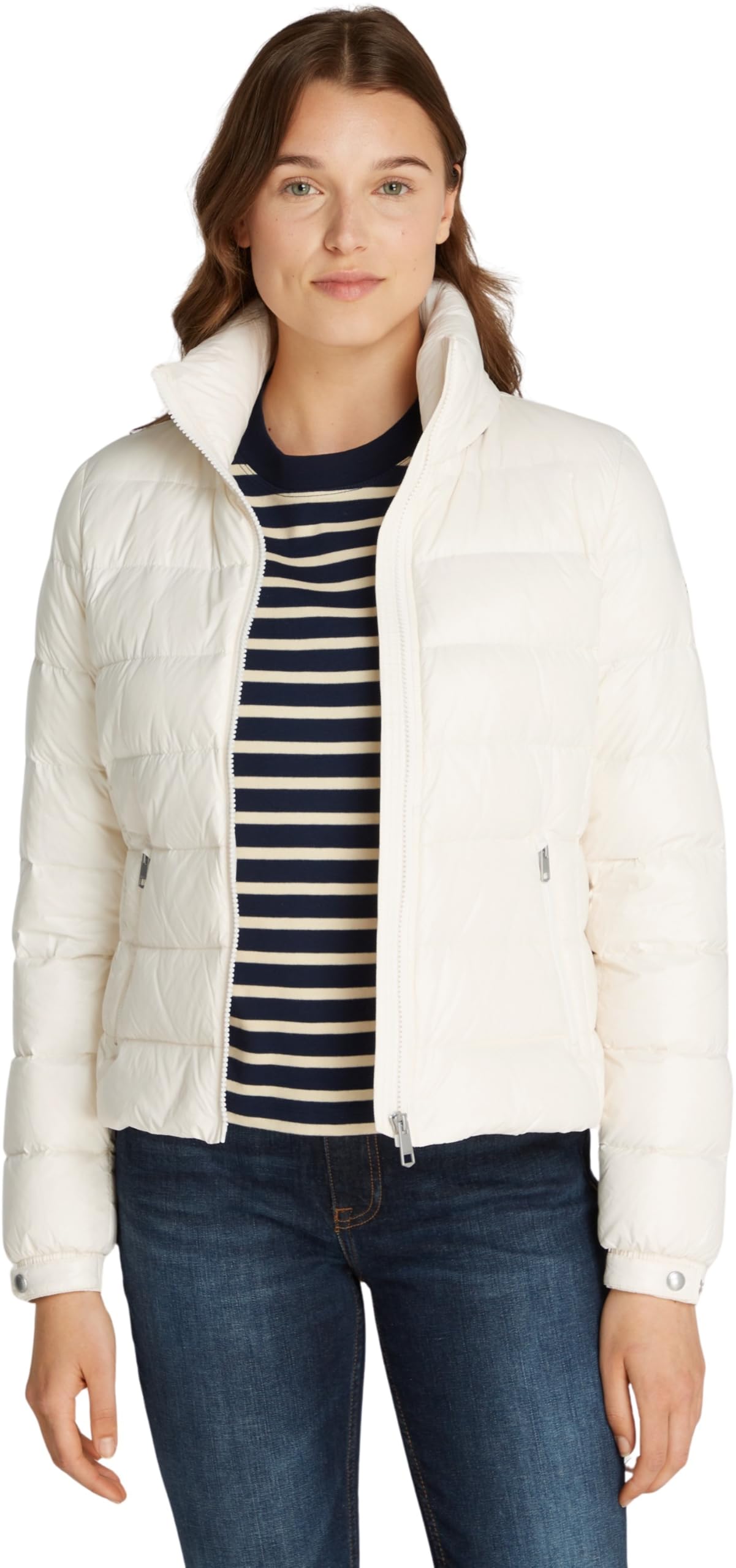 Tommy Hilfiger Cazadora acolchada Mujer Down Feminine Gloss ligera, Marfil (Ivory Petal), M