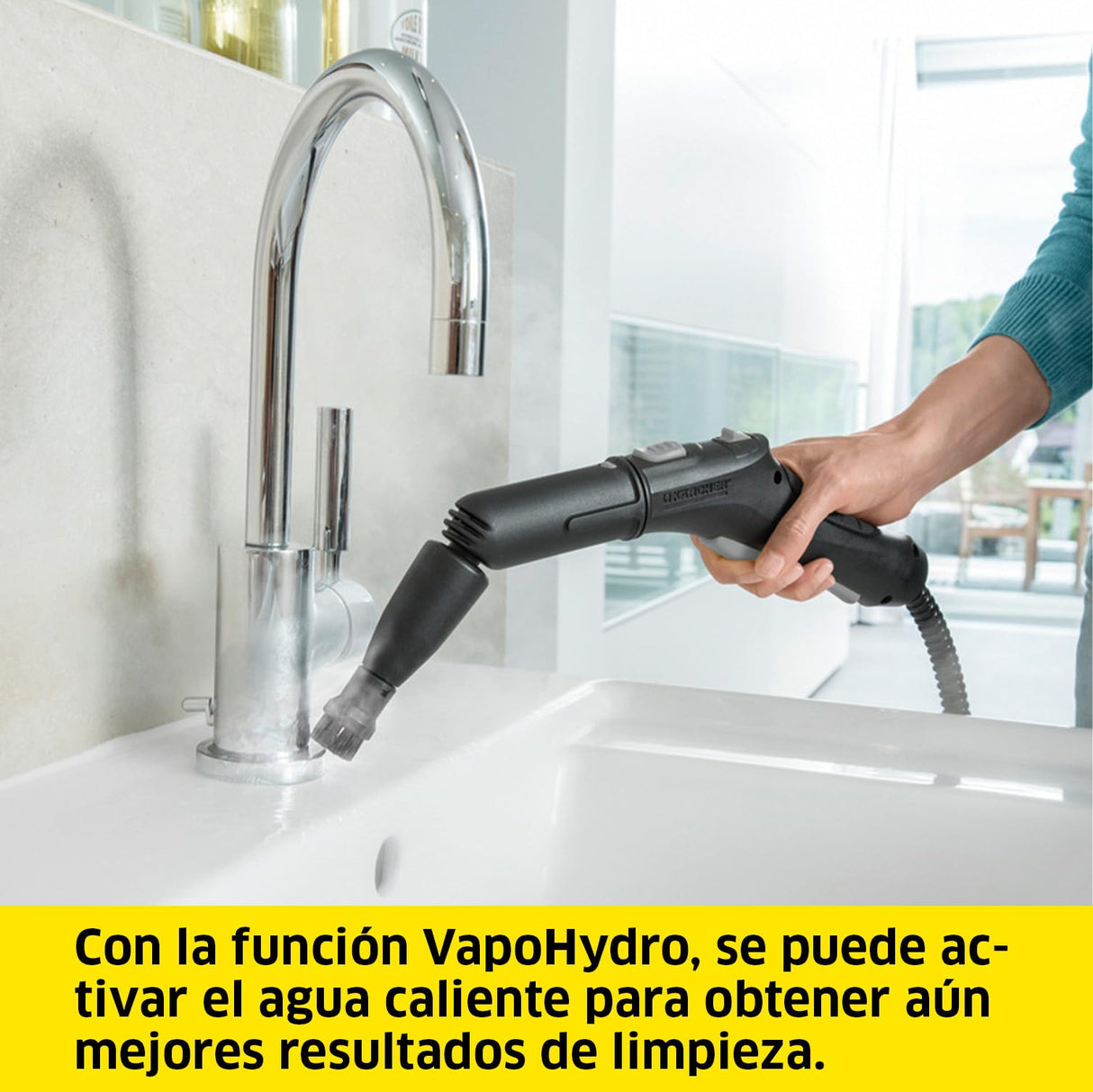 Kärcher Limpiadora de vapor manual SC 5 EasyFix Iron, conexión agua caliente, 4,2 bar, calentamiento: 3min., superficie: aprox. 150m², depósito: 0,5 l+1,5 l, kit limpieza suelos, plancha vapor presión