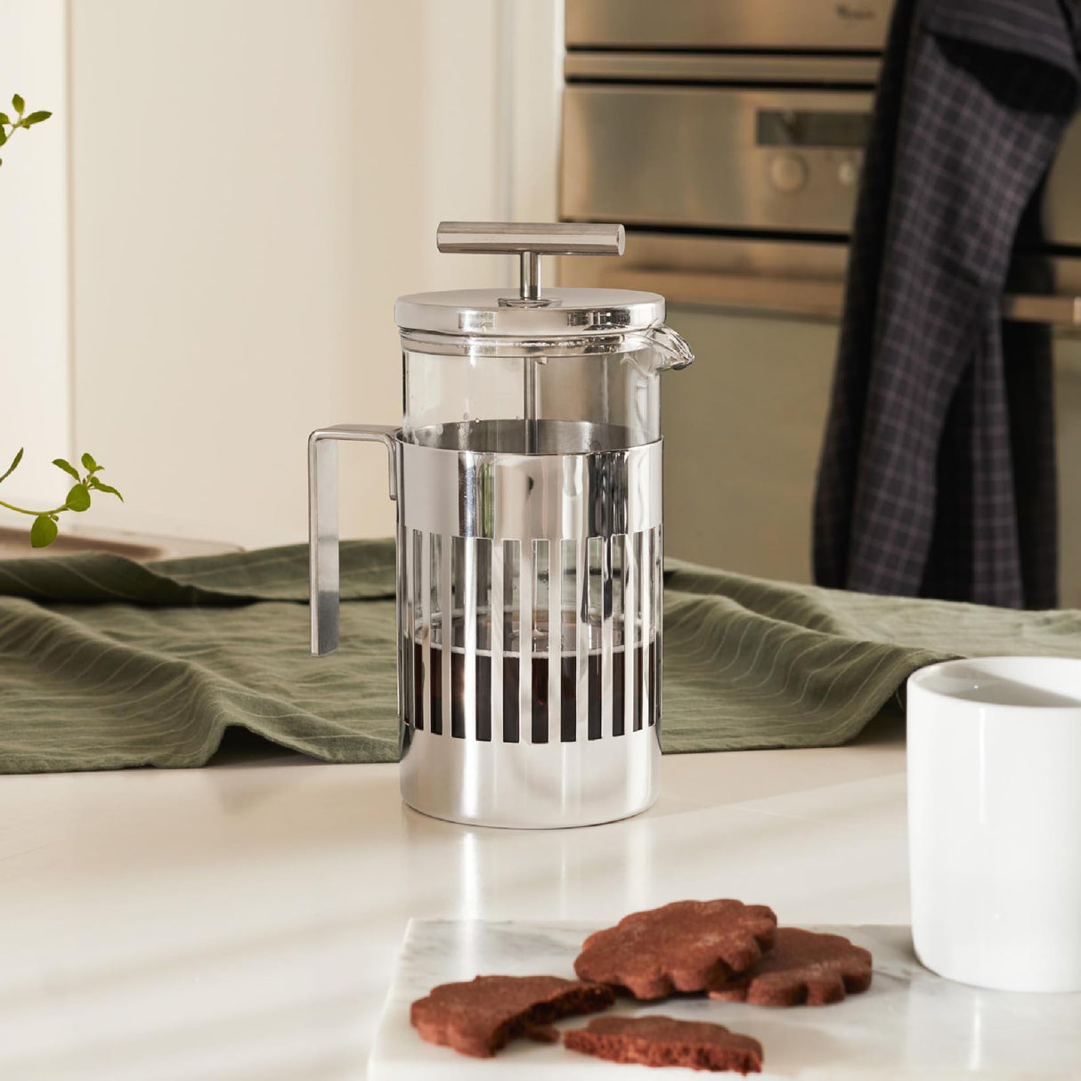 Alessi 9094/3 - Cafetera de Design a Filtro-Presión o Para Infusiones en Acero Inoxidable 18/10 Brillante y Vidrio Resistente al Calor, 3 Tazas