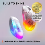 SteelSeries Aerox 3 Wireless Ghost - Raton Inalambrico Gaming - Diseño ultraligero resistente al agua - RGB - Sensor óptico TrueMove Air 18K DPI