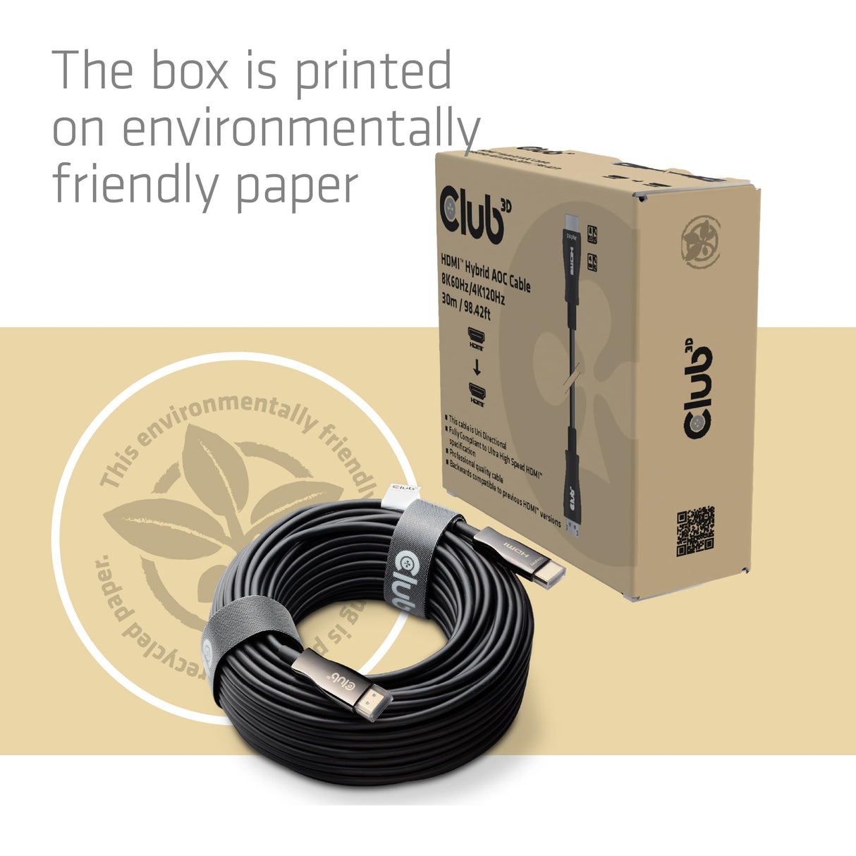 Club 3D CAC-1392 HDMI™ Hybrid AOC Cable 8K60Hz/4K120Hz 30m