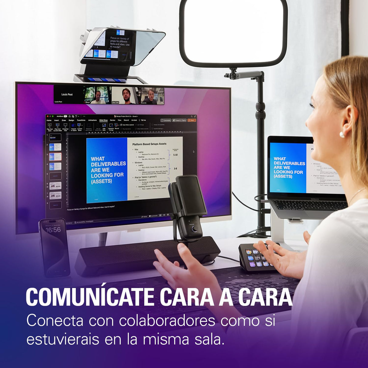 Elgato Prompter – Teleprompter con pantalla incorporada, YouTube, Twitch, Zoom, Teams y más, compatible con DSLR, Webcam, Smartphone, segundo monitor, funciona con Mac, PC & Stream Deck