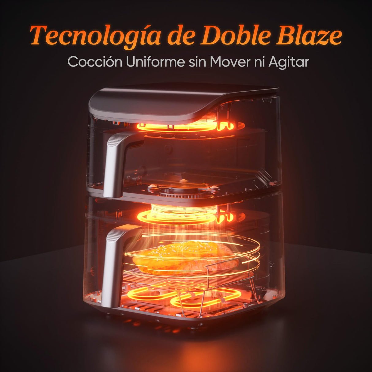 Cosori Turbo Tower Pro Freidora de Aire 10.8L 2630W, Revestimiento Cerámico y Doble Cesta, Tecnología Avanzada con Motor DC y Dual Blaze, Ahorro de Energía y Más Rápida, 7 Funciones, Ahorra de Espacio