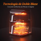 Cosori Turbo Tower Pro Freidora de Aire 10.8L 2630W, Revestimiento Cerámico y Doble Cesta, Tecnología Avanzada con Motor DC y Dual Blaze, Ahorro de Energía y Más Rápida, 7 Funciones, Ahorra de Espacio